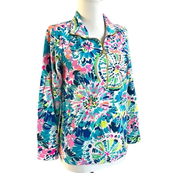 Lilly Pulitzer Skipper Popover 1/4 Zip Pullover Top XS Dive In Colorful Preppy - Picture 3 of 12